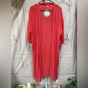 Sunshine & Rodeos Coral Boho Western Long Duster New Cardigan OS